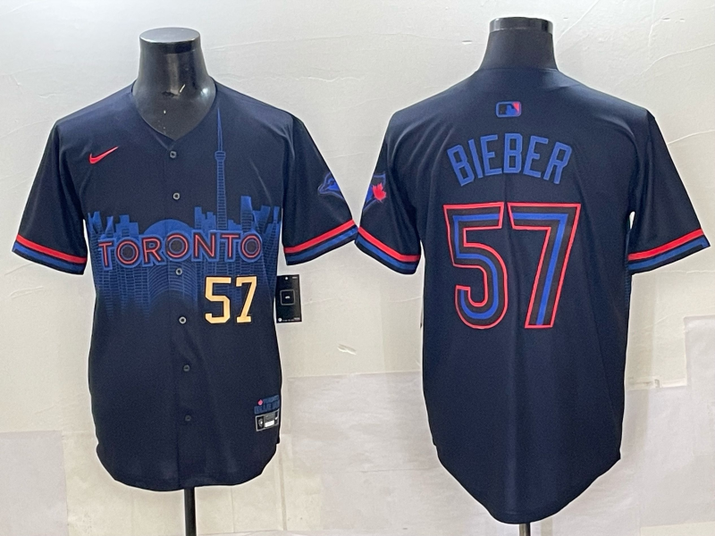 Men 2025 Toronto Blue Jays 57 Bieber Blue Nike MLB Jersey 005
